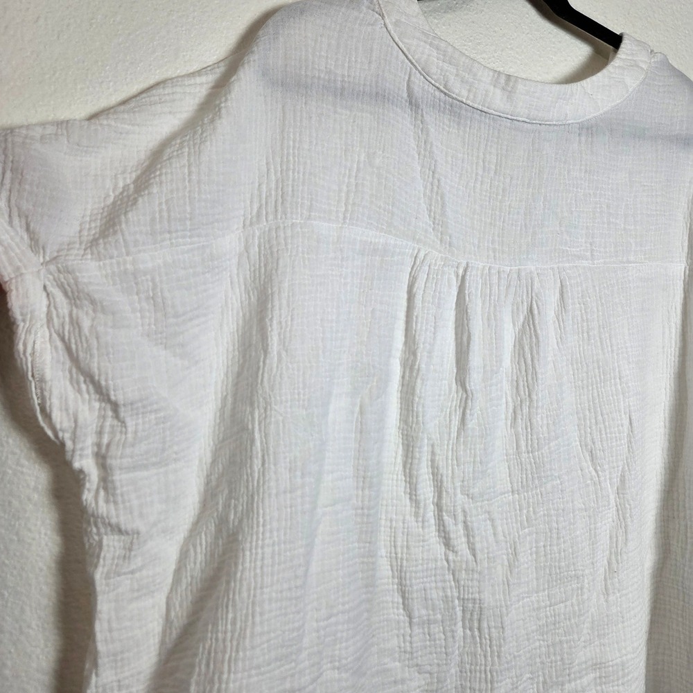 Cato White Cottage Peasant Blouse 100% Cotton Fringe Hem - Picture 4 of 8